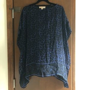 Michael Kors Blue and Black Animal Print Poncho